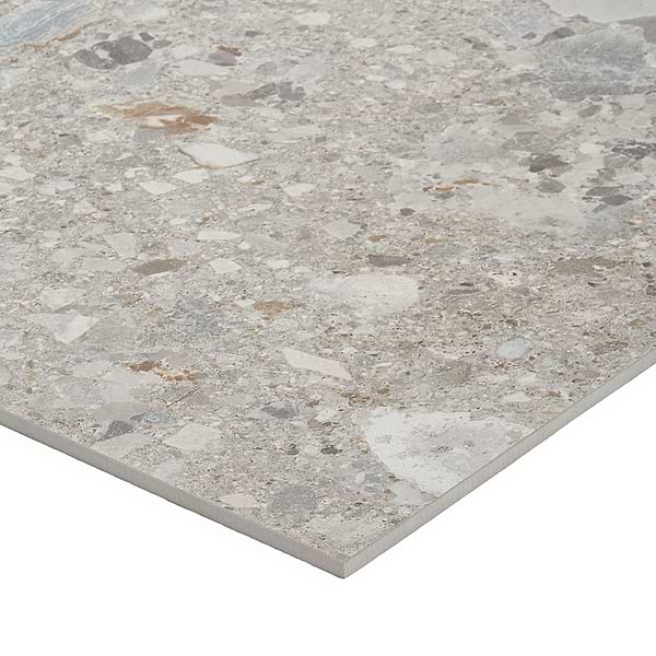 Rizo Earth Gray 24x24 Terrazzo Look Matte Porcelain Tile