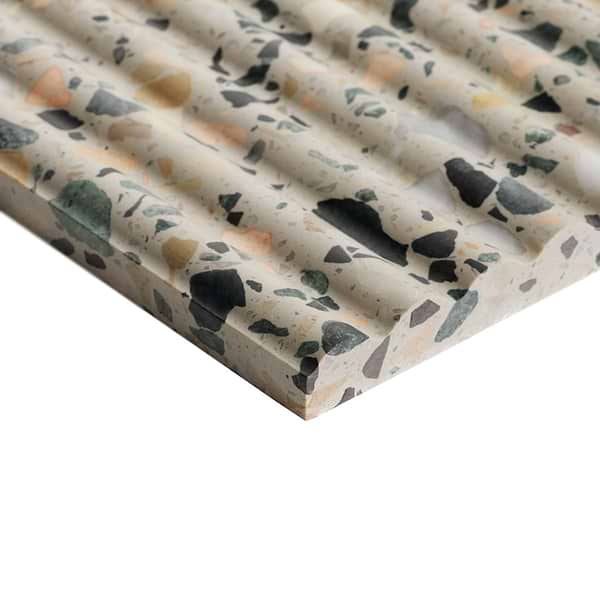Terrazzo Italy Fluted Cava Terra Beige 12x24 Honed Terrazzo Tile