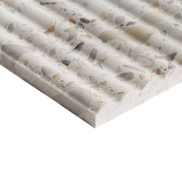 Terrazzo Italy Fluted Sacra Calacatta White 12x24 Honed Terrazzo Tile