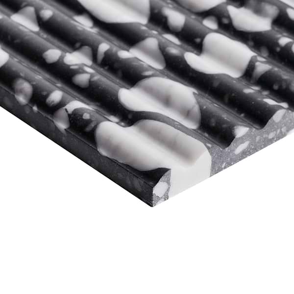 Terrazzo Italy Fluted Sacra Nero Black & White 12x24 Honed Terrazzo Tile