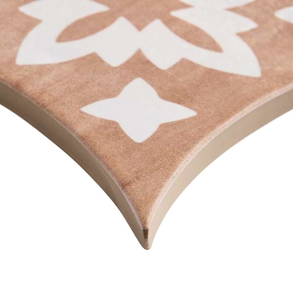 Raval Peach Terracotta 3x8 Petal and 6x6 Kite with Deco Natalia Terracotta Kite Matte Porcelain Tile