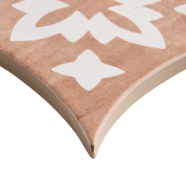 Raval White 3x8 Petal and 6x6 Kite with Deco Natalia Terracotta Kite Matte Porcelain Tile