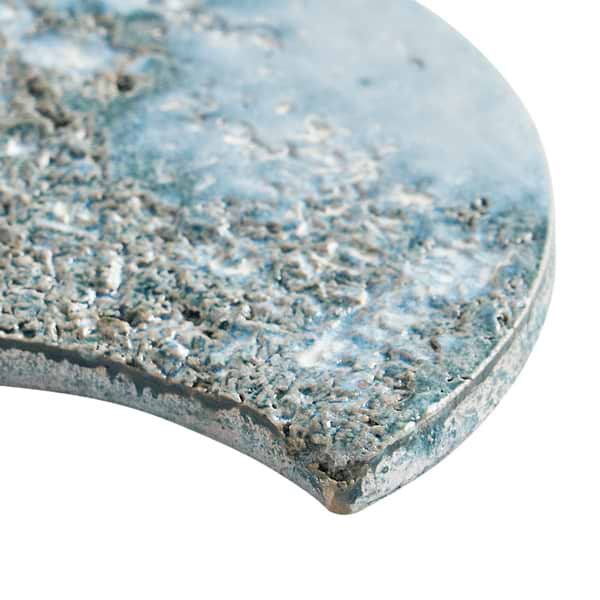 Meri Sapphire Blue 5" Fish Scale Textured Glossy Ceramic Tile