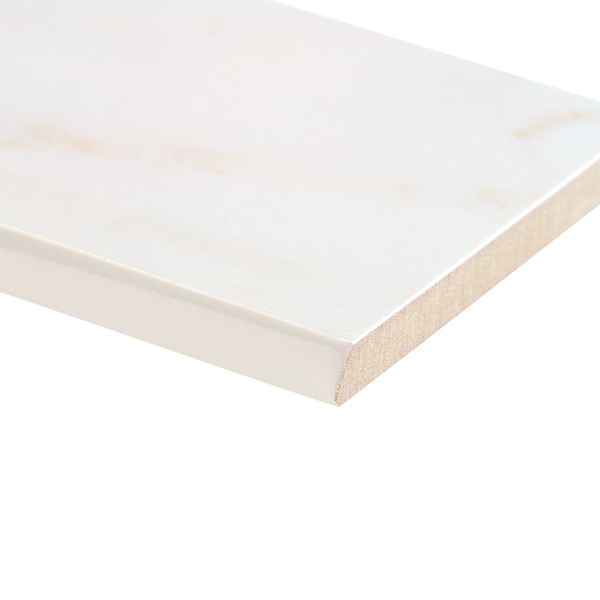 Calacatta Macchia White Gold 3x24 Marble Look Polished Porcelain Bullnose