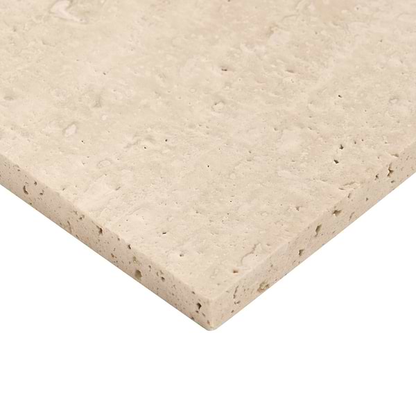 Ivory Travertine Premium 4x4 Filled Brushed Vein Cut Tile