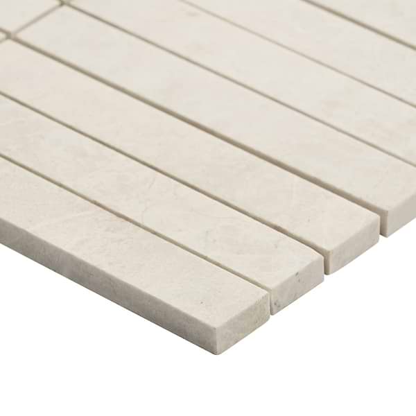 Vanilla Warm White 1x6 Stacked Honed Marble Mosaic Tile
