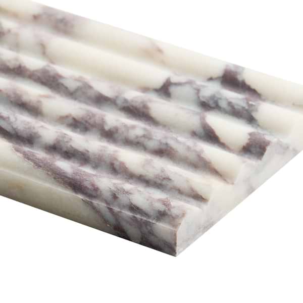 Calacatta Viola Premium Fluted 6x24 3D Honed Marble Tile