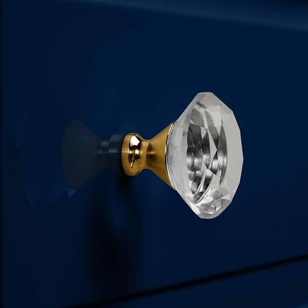 Alma Blue 42" Vanity with Gold Legs & Knobs with Integrated White Solid Surface Top