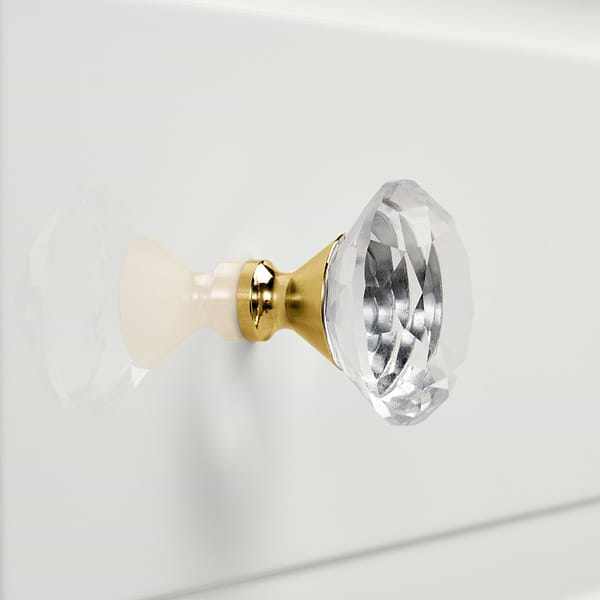 Alma White 30" Vanity with Gold Legs & Knobs with Integrated White Solid Surface Top