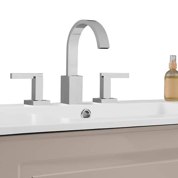 Alma Taupe 42" Vanity with Chrome Legs & Knobs with Integrated White Solid Surface Top