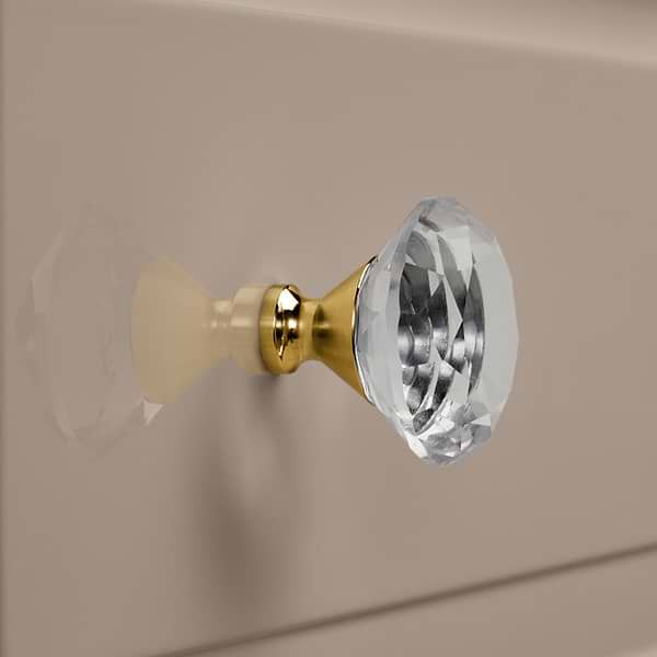 Alma Taupe 36" Vanity with Gold Legs & Knobs with Integrated White Solid Surface Top