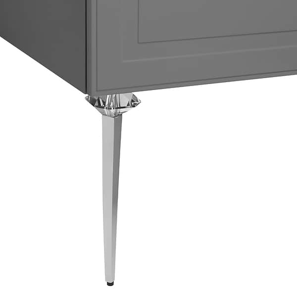 Alma Gray 42" Vanity with Chrome Legs & Knobs with Integrated White Solid Surface Top