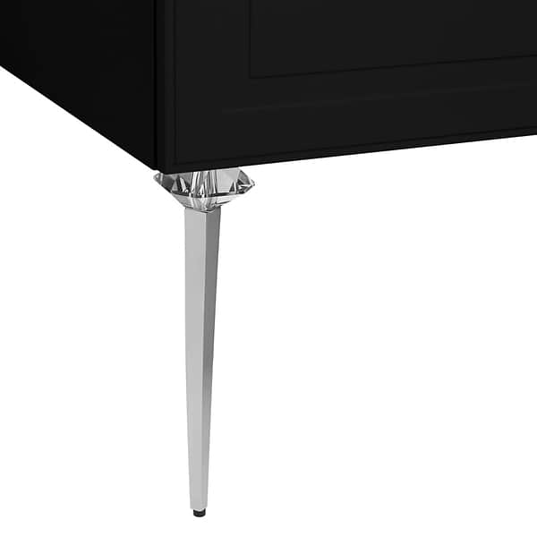 Alma Black 30" Vanity with Chrome Legs & Knobs with Integrated White Solid Surface Top