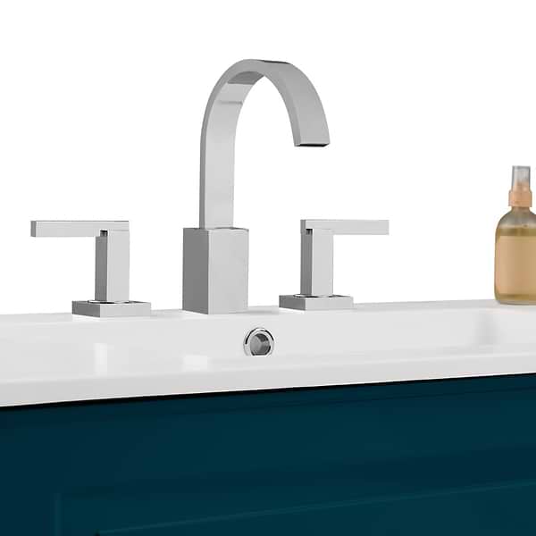 Alma Turquoise 30" Vanity with Chrome Legs & Knobs with Integrated White Solid Surface Top