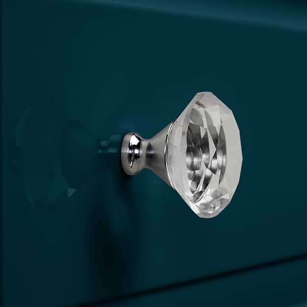 Alma Turquoise 42" Vanity with Chrome Legs & Knobs with Integrated White Solid Surface Top