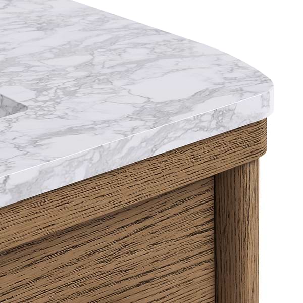 Callum Natural Ash 36" Single Vanity with Carrara Marble Top by TileBar Studio Vanities, View 3, open zoomed image