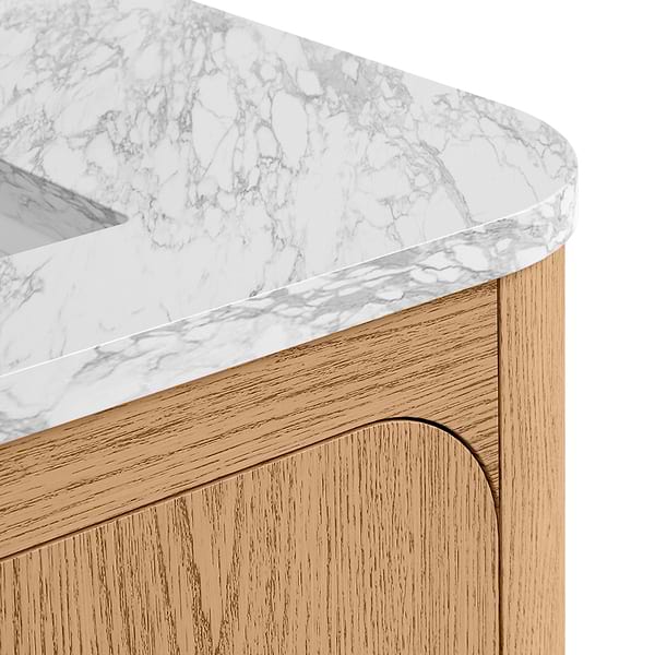 Corbin Medium Ash 30" Single Vanity with Carrara Marble Top by TileBar Studio Vanities, View 6, open zoomed image