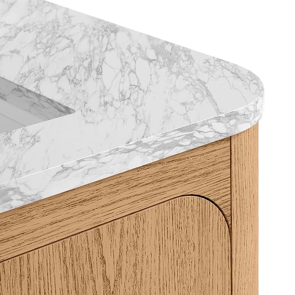Corbin Medium Ash 36" Single Vanity with Carrara Marble Top by TileBar Studio Vanities, View 6, open zoomed image