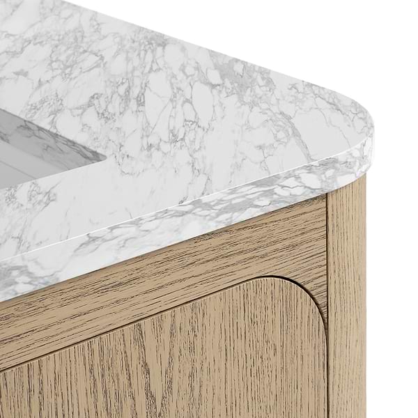 TileBar Studio Vanities Corbin Medium Ash 36" Single Vanity with Carrara Marble Top