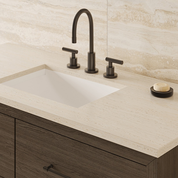 TileBar Studio Vanities Edison Espresso Oak 36" Single Vanity with Romano Travertine Top