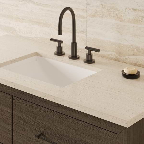 TileBar Studio Vanities Edison Espresso Oak 48" Single Vanity with Romano Travertine Top