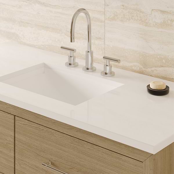 TileBar Studio Vanities Edison Medium Ash 36" Single Vanity with White Quartz Top