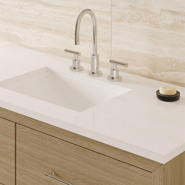 TileBar Studio Vanities Edison Medium Ash 48" Single Vanity with White Quartz Top