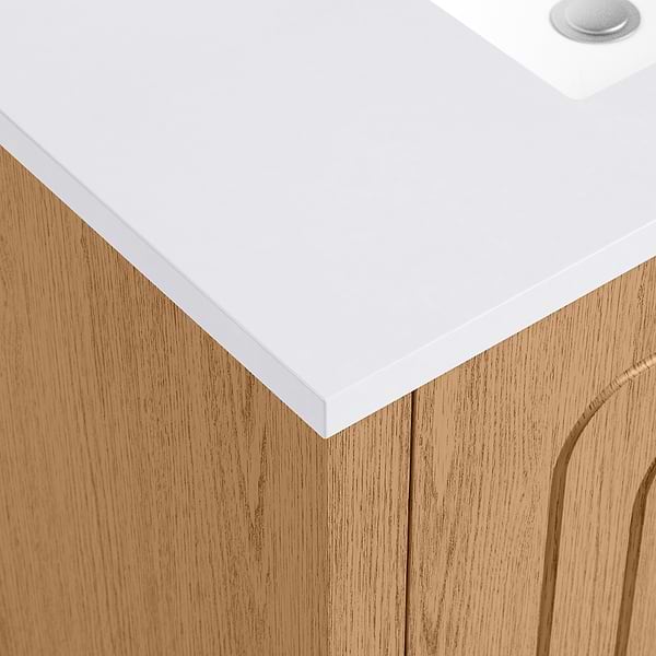 Emett Medium Ash 36" Single Vanity with White Quartz Top by TileBar Studio Vanities, View 3, open zoomed image