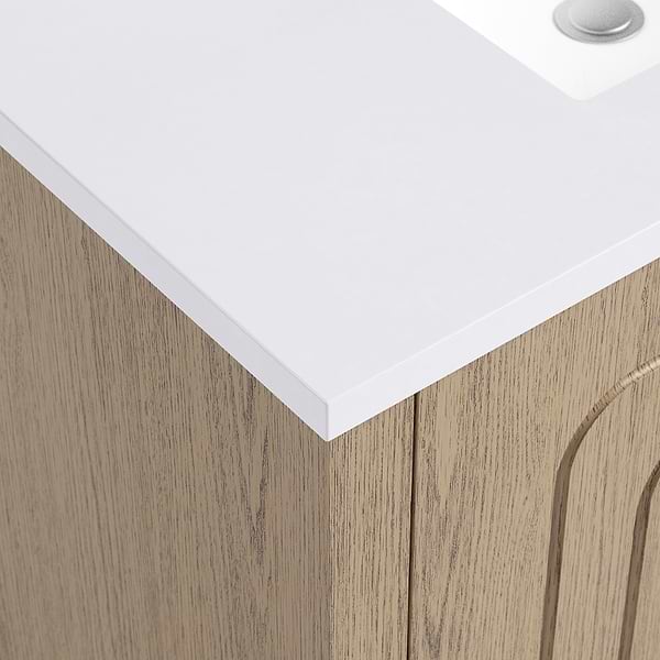 Emett Medium Ash 36" Single Vanity with White Quartz Top by TileBar Studio Vanities, View 3, open zoomed image
