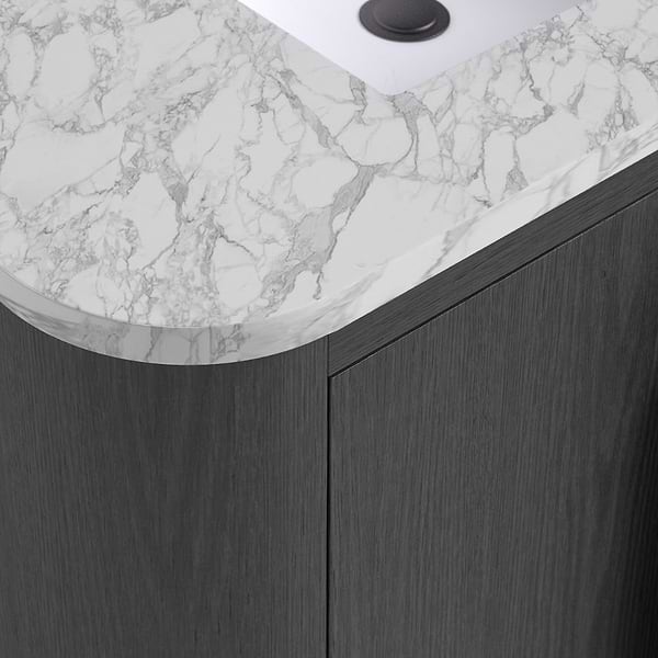 Harper Ebony Oak 36" Single Vanity with Carrara Marble Top by TileBar Studio Vanities, View 3, open zoomed image