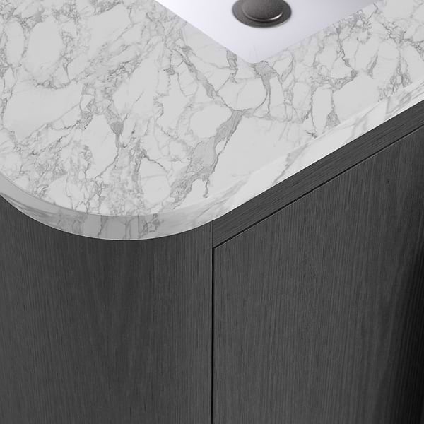 Harper Ebony Oak 60" Double Vanity with Carrara Marble Top by TileBar Studio Vanities, View 3, open zoomed image