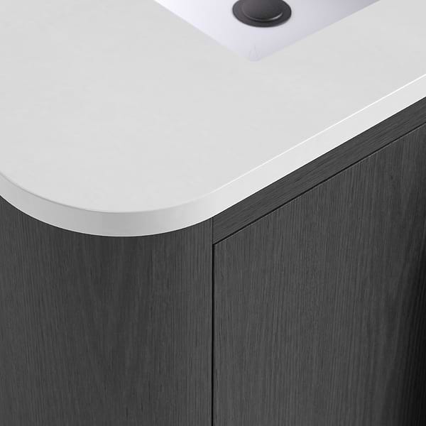 Harper Ebony Oak 36" Single Vanity with White Quartz Top by TileBar Studio Vanities, View 3, open zoomed image