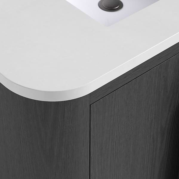 Harper Ebony Oak 60" Double Vanity with White Quartz Top by TileBar Studio Vanities, View 3, open zoomed image