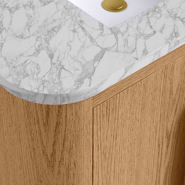 Harper Medium Ash 30" Single Vanity with Carrara Marble Top by TileBar Studio Vanities, View 3, open zoomed image