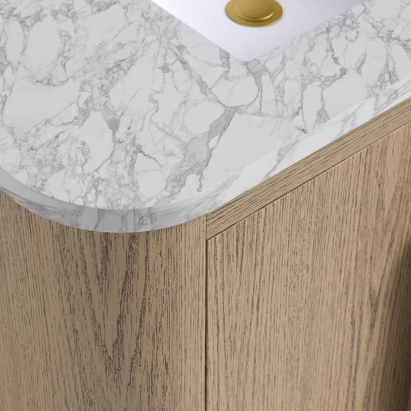 Harper Medium Ash 30" Single Vanity with Carrara Marble Top by TileBar Studio Vanities, View 3, open zoomed image
