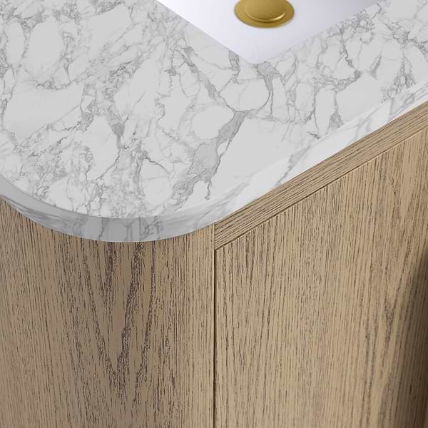 Harper Medium Ash 60" Double Vanity with Carrara Marble Top by TileBar Studio Vanities, View 3, open zoomed image