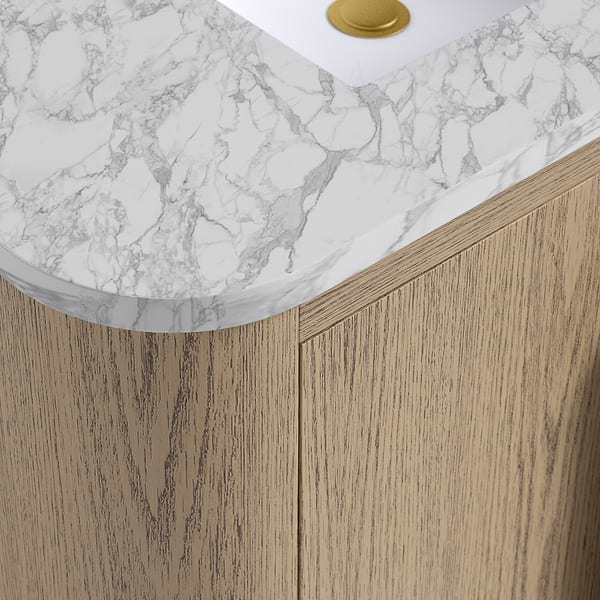 Harper Medium Ash 36" Single Vanity with Carrara Marble Top by TileBar Studio Vanities, View 3, open zoomed image