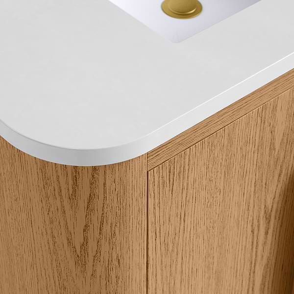 Harper Medium Ash 30" Single Vanity with White Quartz Top by TileBar Studio Vanities, View 3, open zoomed image