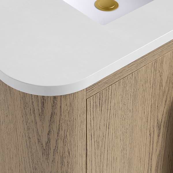 Harper Medium Ash 36" Single Vanity with White Quartz Top by TileBar Studio Vanities, View 3, open zoomed image