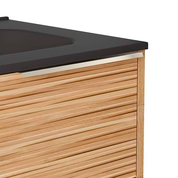 Kora Bamboo Faux Finish 32" Single Vanity with Integrated Black Ceramic Top & Silver Handles