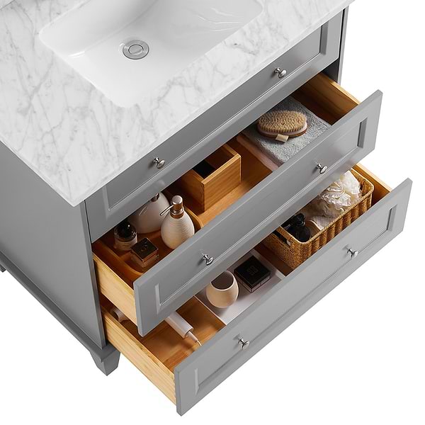 Nora Gray 36" Single Vanity with Carrara Marble Top