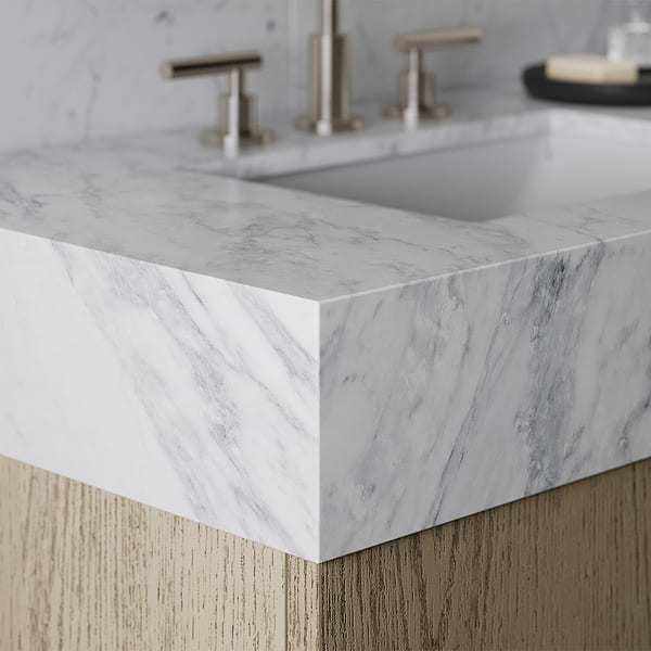 TileBar Studio Vanities Orville Greige Ash 60" Double Vanity with Carrara Marble Top