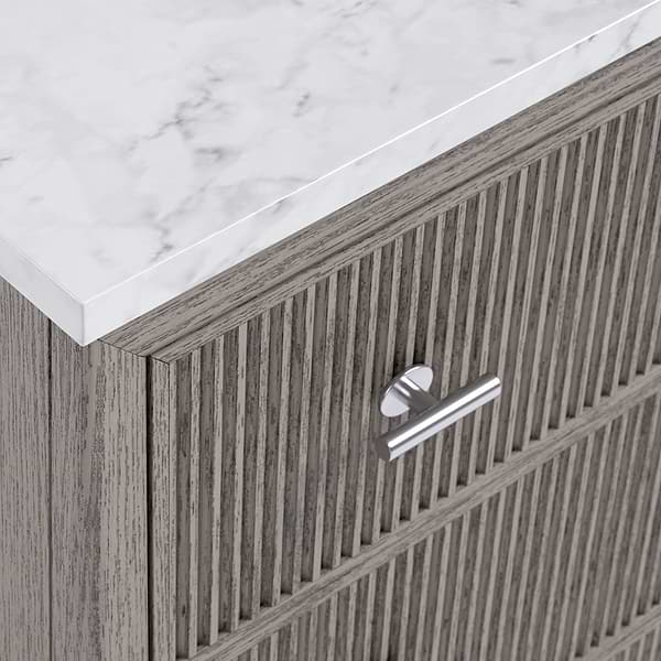 TileBar Studio Vanities Rhett Steel Oak 24" Single Vanity with Carrara Marble Top