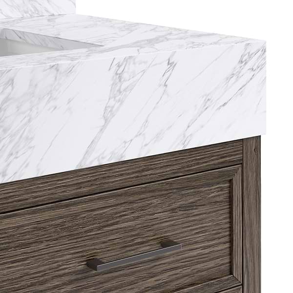 TileBar Studio Vanities Rowan Espresso Oak 60" Double Vanity with Carrara Marble Top