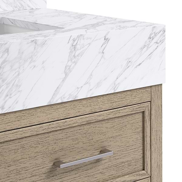 TileBar Studio Vanities Rowan Greige Ash 48" Single Vanity with Carrara Marble Top
