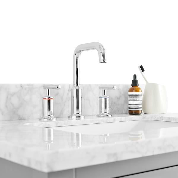 Sheraton 30" Gray Vanity with Carrara Marble Top and Ceramic Basin