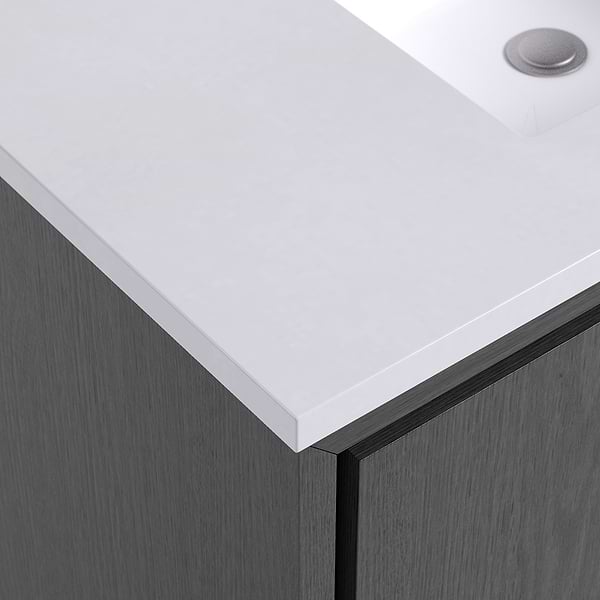 Setton Ebony Oak 30" Single Vanity with White Quartz Top by TileBar Studio Vanities, View 3, open zoomed image