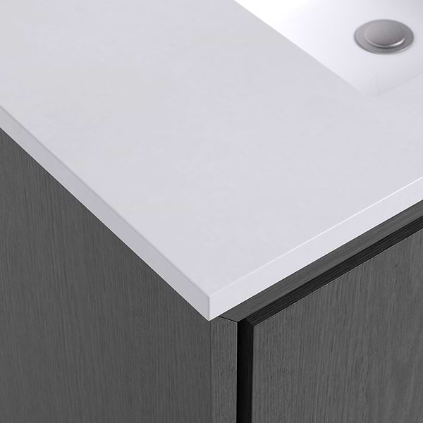 Setton Ebony Oak 48" Single Vanity with White Quartz Top by TileBar Studio Vanities, View 3, open zoomed image