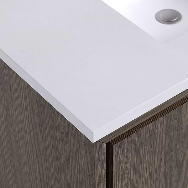 Setton Espresso Oak 24" Single Vanity with White Quartz Top by TileBar Studio Vanities, View 3, open zoomed image