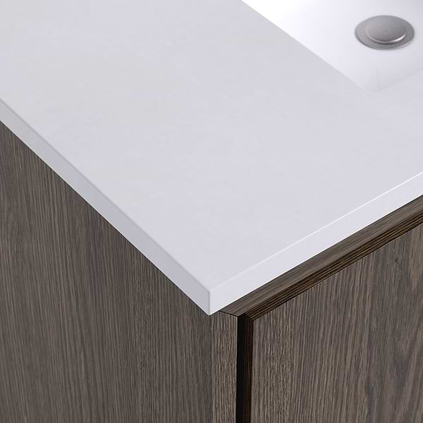 Setton Espresso Oak 36" Single Vanity with White Quartz Top by TileBar Studio Vanities, View 3, open zoomed image